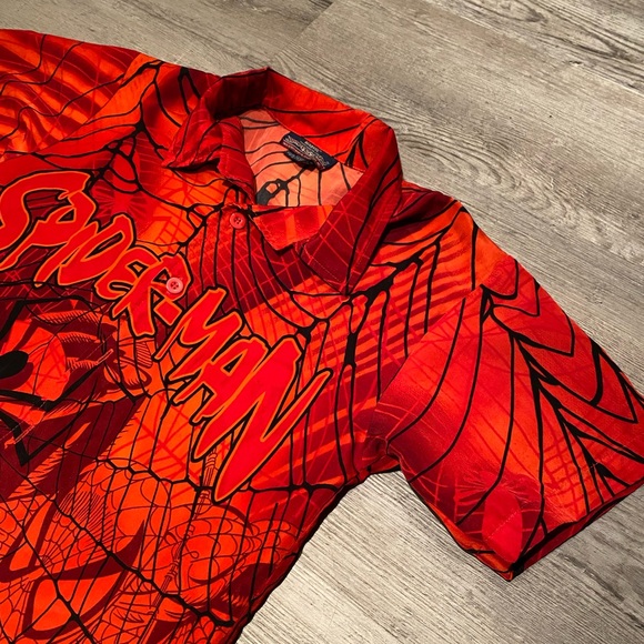 2002 Vintage Spider-Man Button Up Shirts Boys Size Medium - Picture 2 of 5
